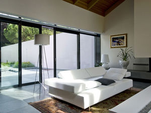 sliding patio door / aluminum / double-glazed / acoustic