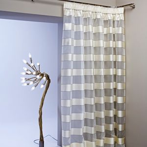 plaid sheer curtain fabric / silk / polyester