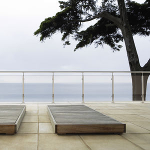 stainless steel railing / glass panel / outdoor / for stairs