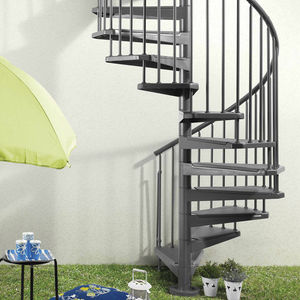 spiral staircase / metal steps / steel frame / without risers