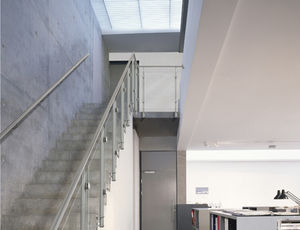 indoor railing / stainless steel / glass panel / for stairs