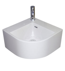 wall-mounted hand basin / corner / ceramic