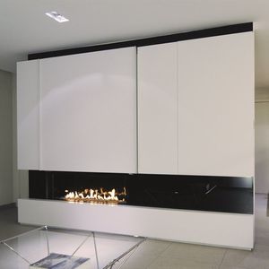 wood fireplace / gas / contemporary / closed hearth