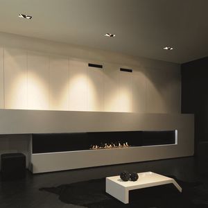 gas fireplace / contemporary / closed hearth / built-in