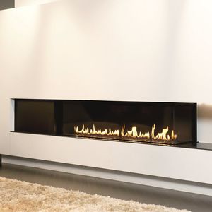 gas fireplace / contemporary / closed hearth / built-in