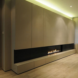 wood fireplace / gas / contemporary / closed hearth