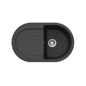 single-bowl kitchen sink / composite / oval / with drainboard
