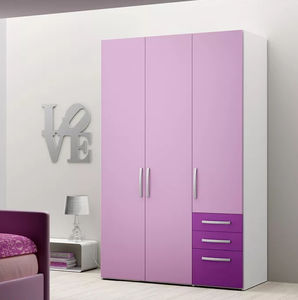 contemporary wardrobe / wooden / lacquered wood / with swing doors