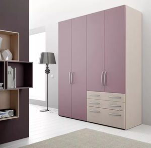 contemporary wardrobe / wooden / lacquered wood / with swing doors