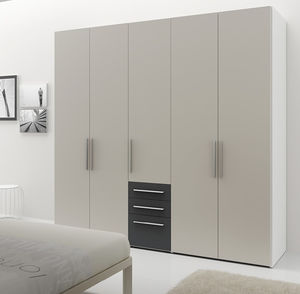 contemporary wardrobe / wooden / with swing doors / with drawer