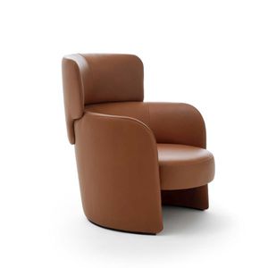 contemporary armchair / leather / bergere