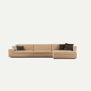 contemporary sofa / fabric / leather / 3-seater