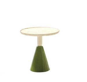 contemporary stool / wooden / leather / blue