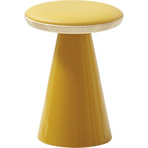 contemporary stool / wooden / leather / blue