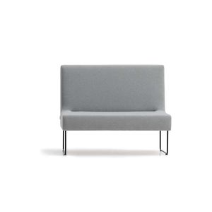 contemporary upholstered bench / leather / gray