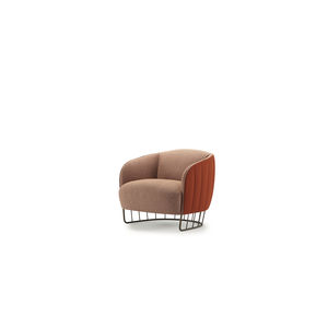 contemporary armchair / metal / fabric / leather