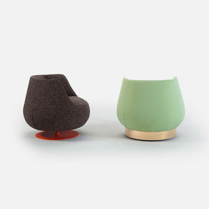contemporary armchair / fabric / central base / gray