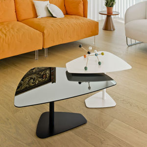 contemporary coffee table / wooden / glass / white