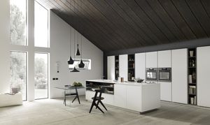 contemporary kitchen / glass / lacquered / handleless