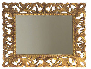 wall-mounted mirror / classic / rectangular / golden