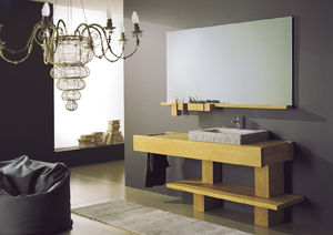 free-standing washbasin cabinet / wooden / design