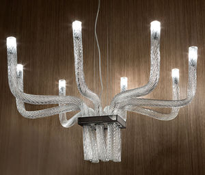 original design chandelier / crystal / blown glass / metal