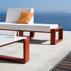 contemporary pouf / fabric / vinyl / square