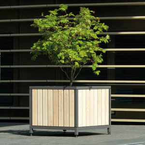 metal planter / wooden / square / traditional
