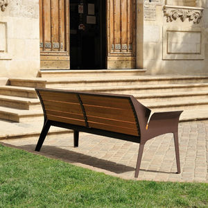 public bench / contemporary / wooden / metal