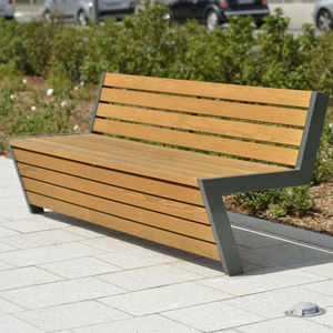 public bench / contemporary / wooden / metal