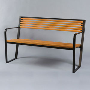 public bench / contemporary / metal / wooden
