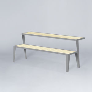 contemporary bench and table set / steel / wooden / outdoor