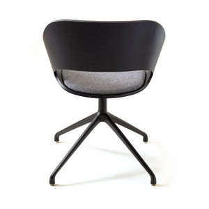contemporary visitor chair / fabric / ash / polished aluminum
