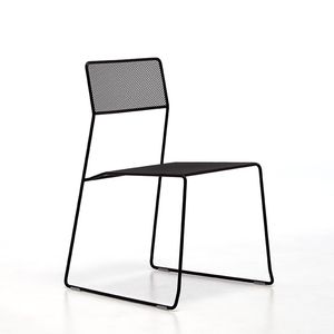 contemporary chair / stackable / sled base / mesh
