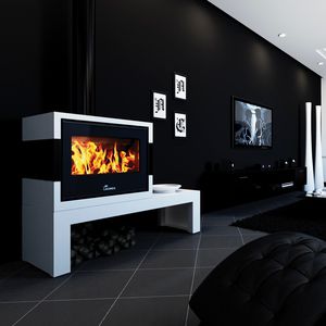 wood heating stove / contemporary / metal