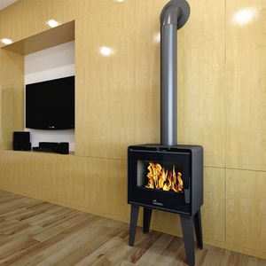 wood heating stove / contemporary / corner / steel