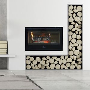 wood-burning fireplace / contemporary / closed hearth / built-in