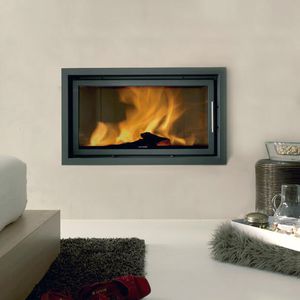 wood-burning fireplace / contemporary / closed hearth / built-in