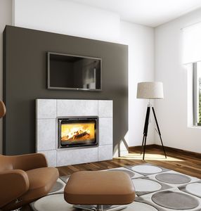 wood-burning fireplace / contemporary / closed hearth / built-in
