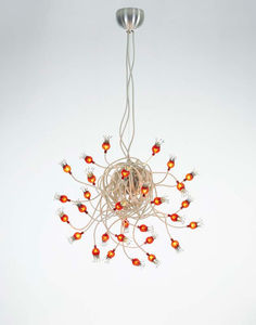 pendant lamp / original design / aluminum / blown glass