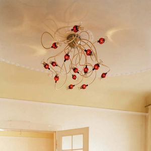 original design ceiling light / blown glass / metal / ceramic