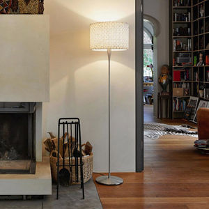 floor-standing lamp / contemporary / stainless steel / fabric
