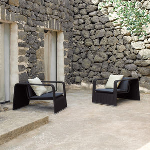 contemporary armchair / stainless steel / aluminium / polyester