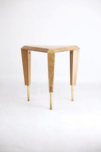 contemporary stool / oak / brass