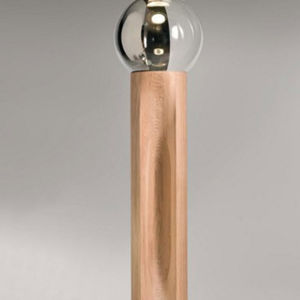 floor-standing lamp / contemporary / blown glass / oak