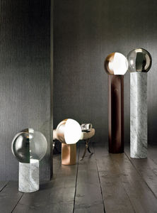 table lamp / contemporary / blown glass / oak