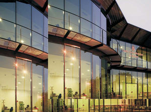 stick system curtain wall / aluminum and glass