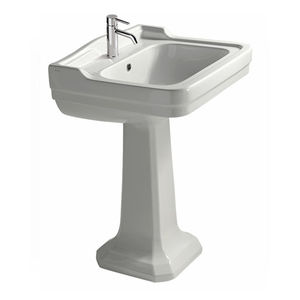 free-standing washbasin / rectangular / ceramic / traditional