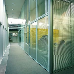 removable partition / glazed / double-glazed / for offices