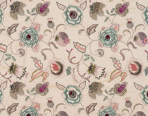 upholstery fabric / floral pattern / silk / embroidered